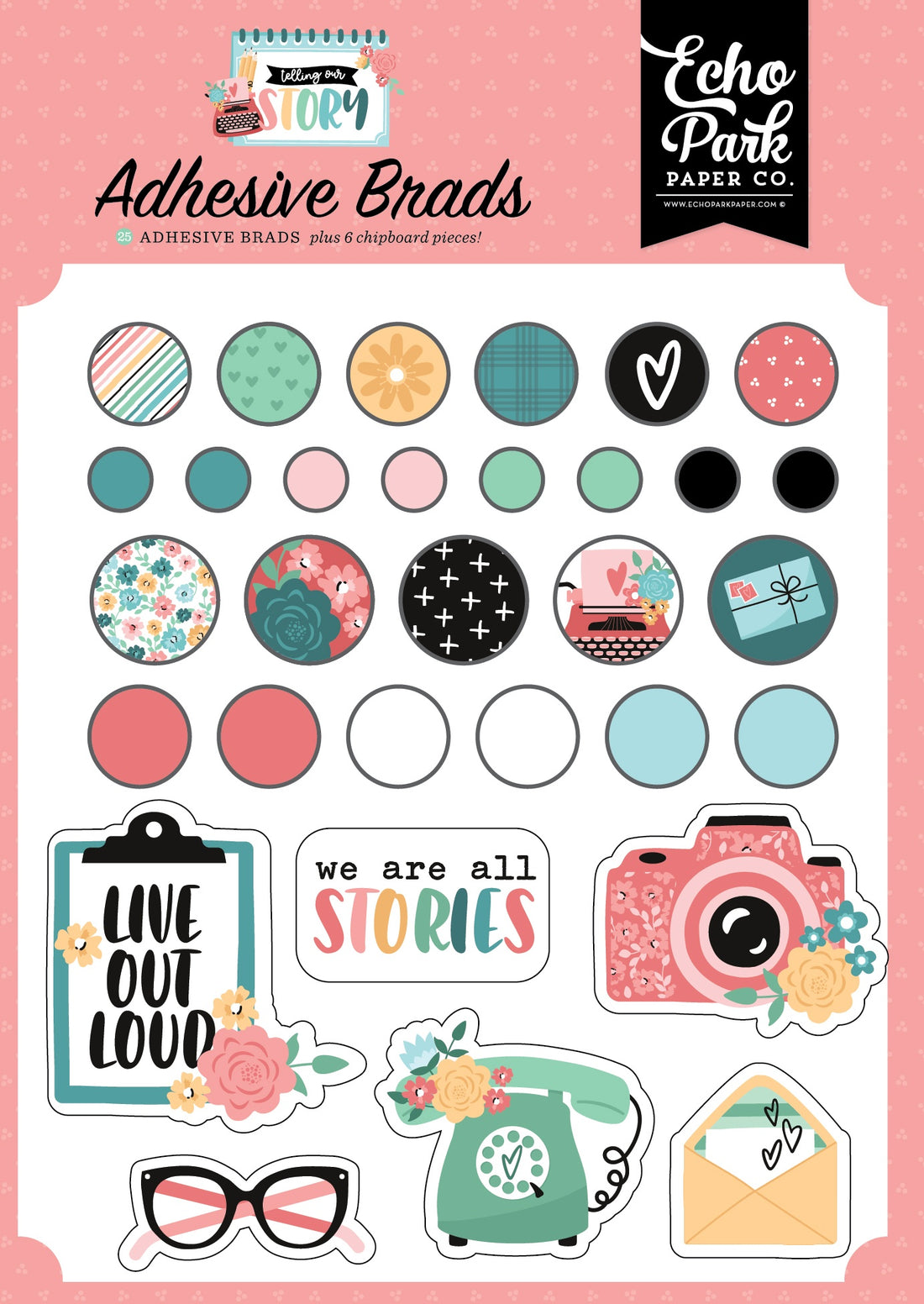 Echo Park TELLING OUR STORY Adhesive Brads 31pc