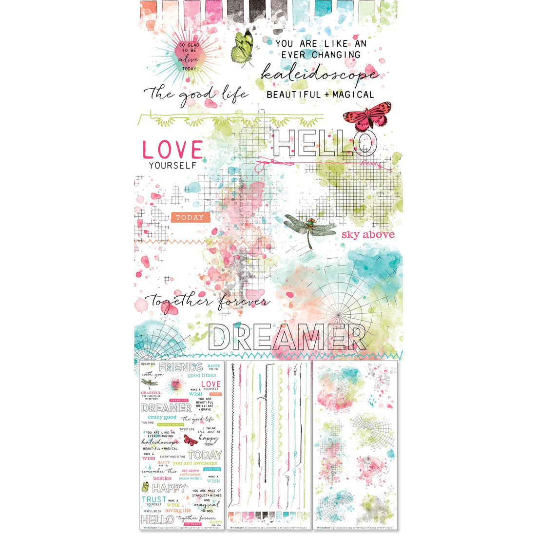 49 and Market KALEIDOSCOPE ESSENTIALS Rub-On Transfers