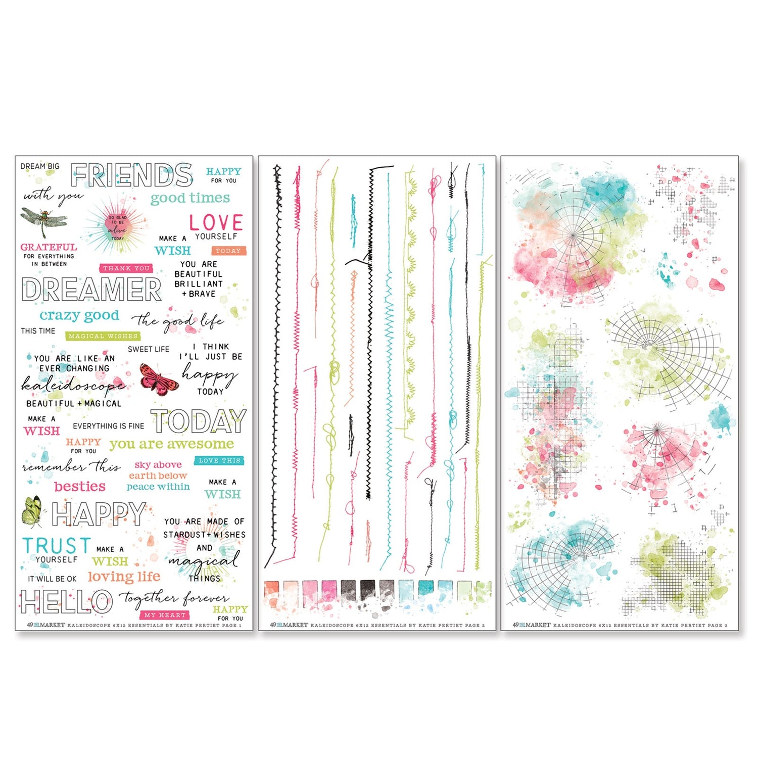 49 and Market KALEIDOSCOPE ESSENTIALS Rub-On Transfers