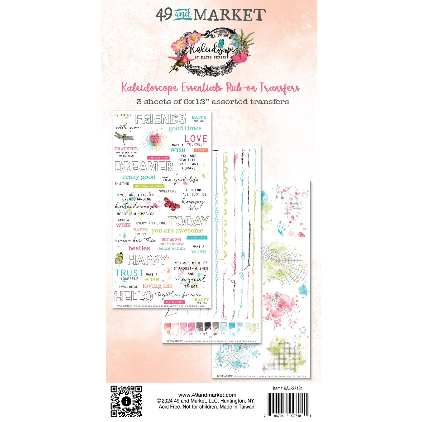 49 and Market KALEIDOSCOPE ESSENTIALS Rub-On Transfers