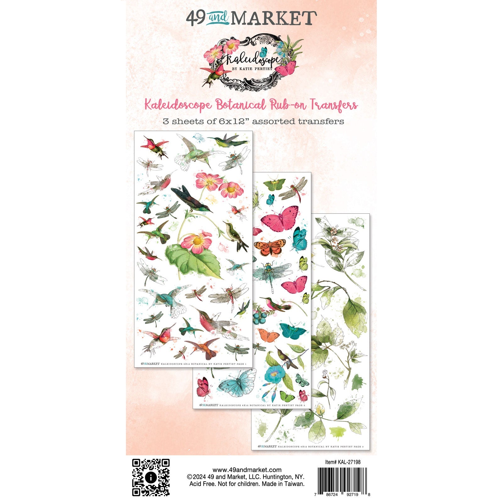 49 and Market KALEIDOSCOPE BOTANICAL Rub-On Transfers