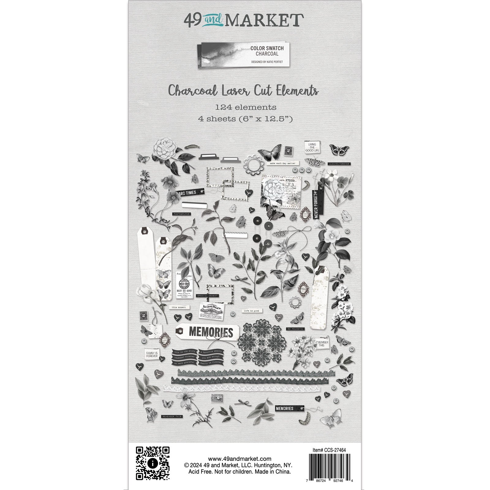 49 and Market Color Swatch CHARCOAL LASER CUT ELEMENTS 124pc
