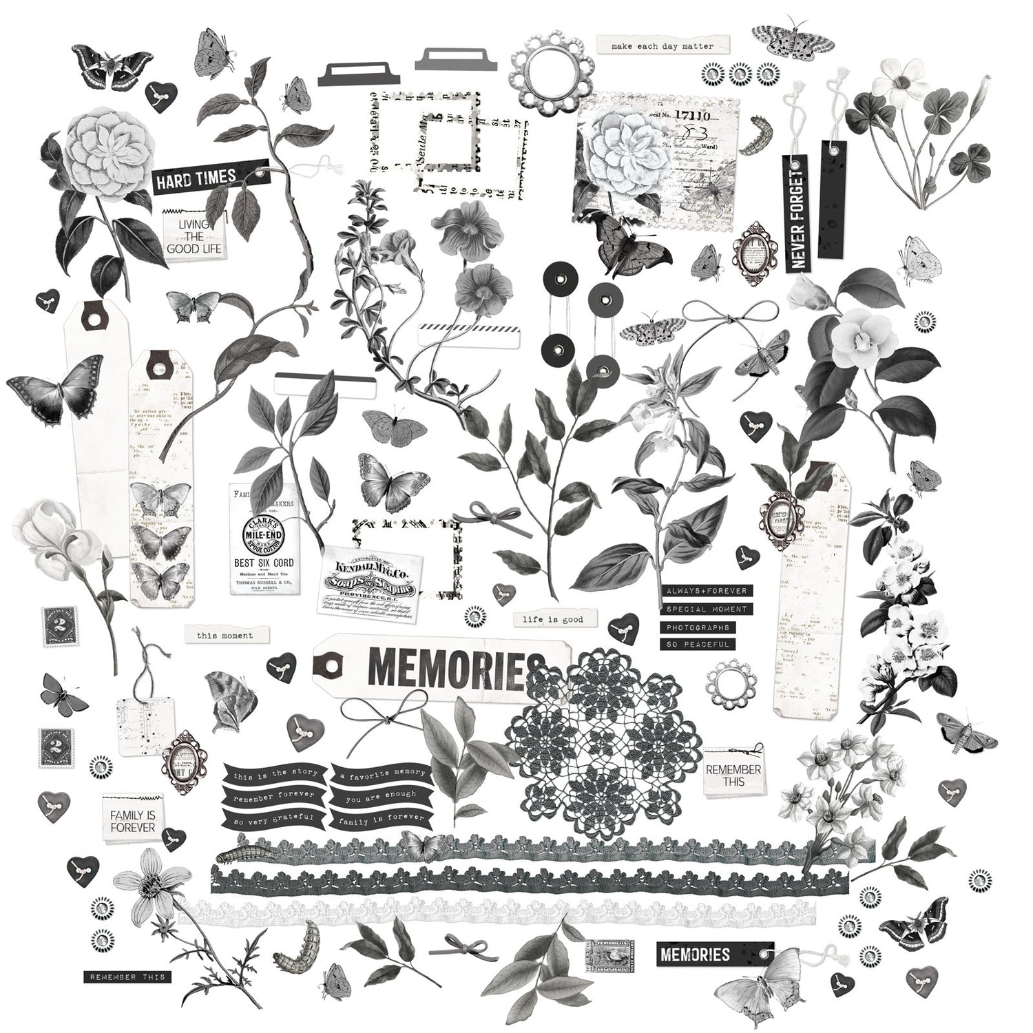 49 and Market Color Swatch CHARCOAL LASER CUT ELEMENTS 124pc