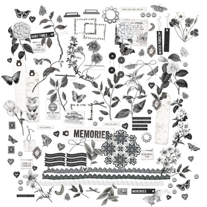 49 and Market Color Swatch CHARCOAL LASER CUT ELEMENTS 124pc