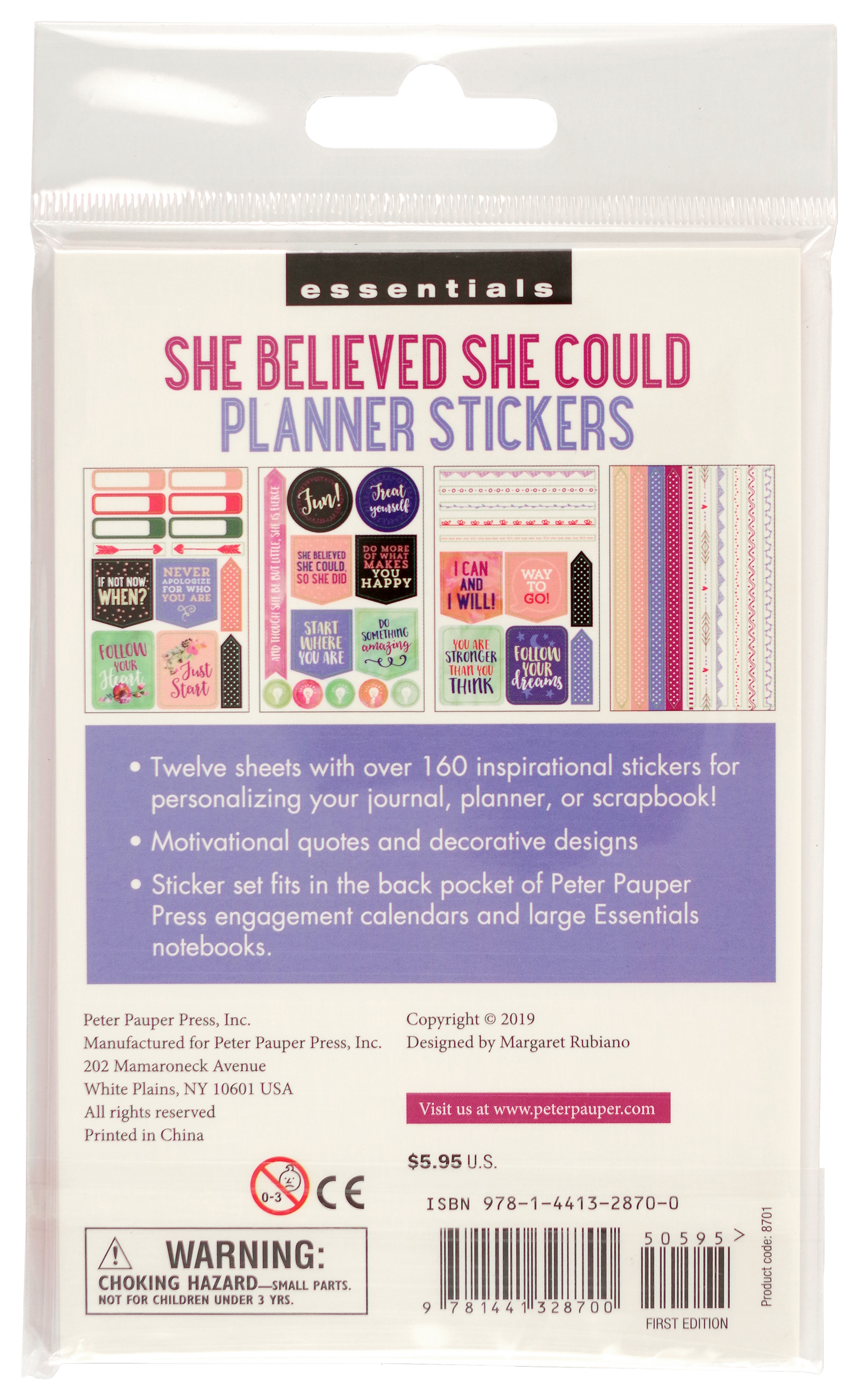 Peter Pauper Planner Stickers SHE BELIEVED SHE COULD Essentials