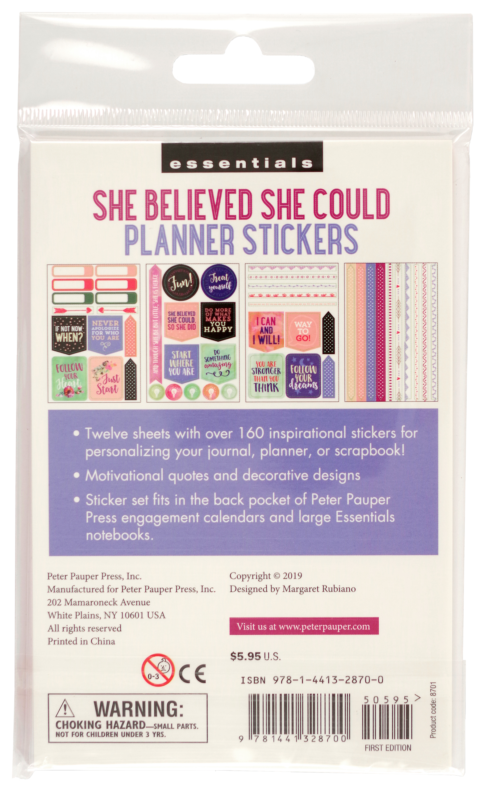 Peter Pauper Planner Stickers SHE BELIEVED SHE COULD Essentials