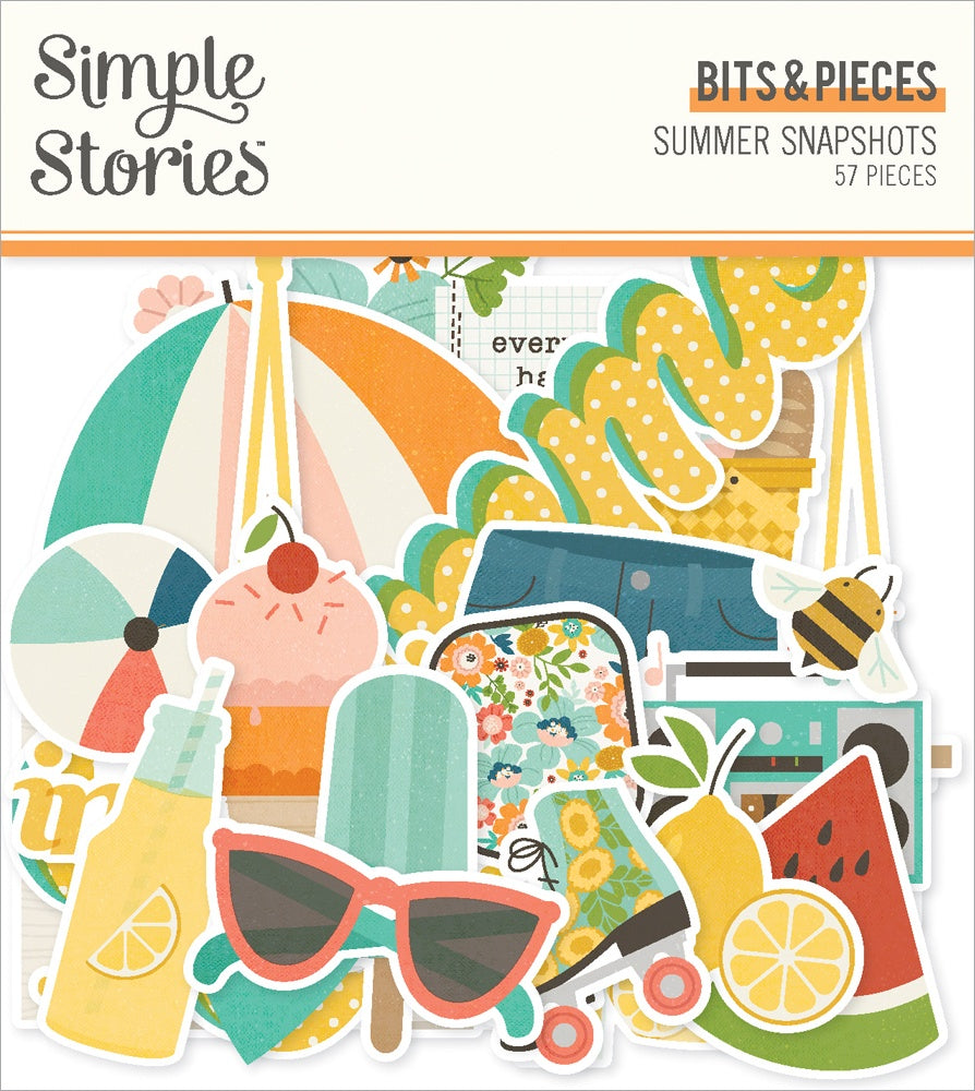 Simple Stories SUMMER SNAPSHOTS Bits &amp; Pieces DieCuts 57pc