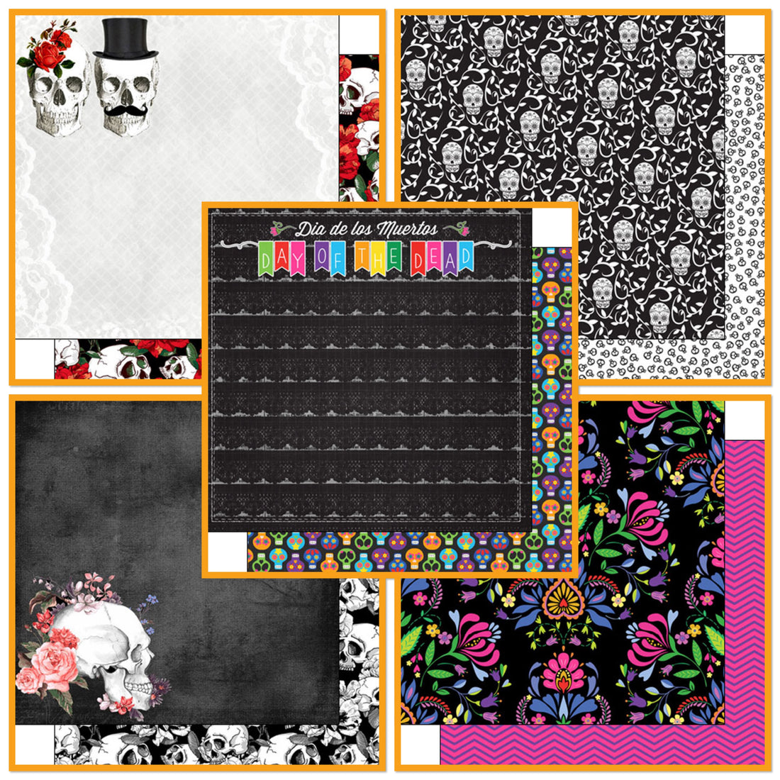 Scrapbook Customs DAY OF THE DEAD MEXICO Paper Pack 10pc
