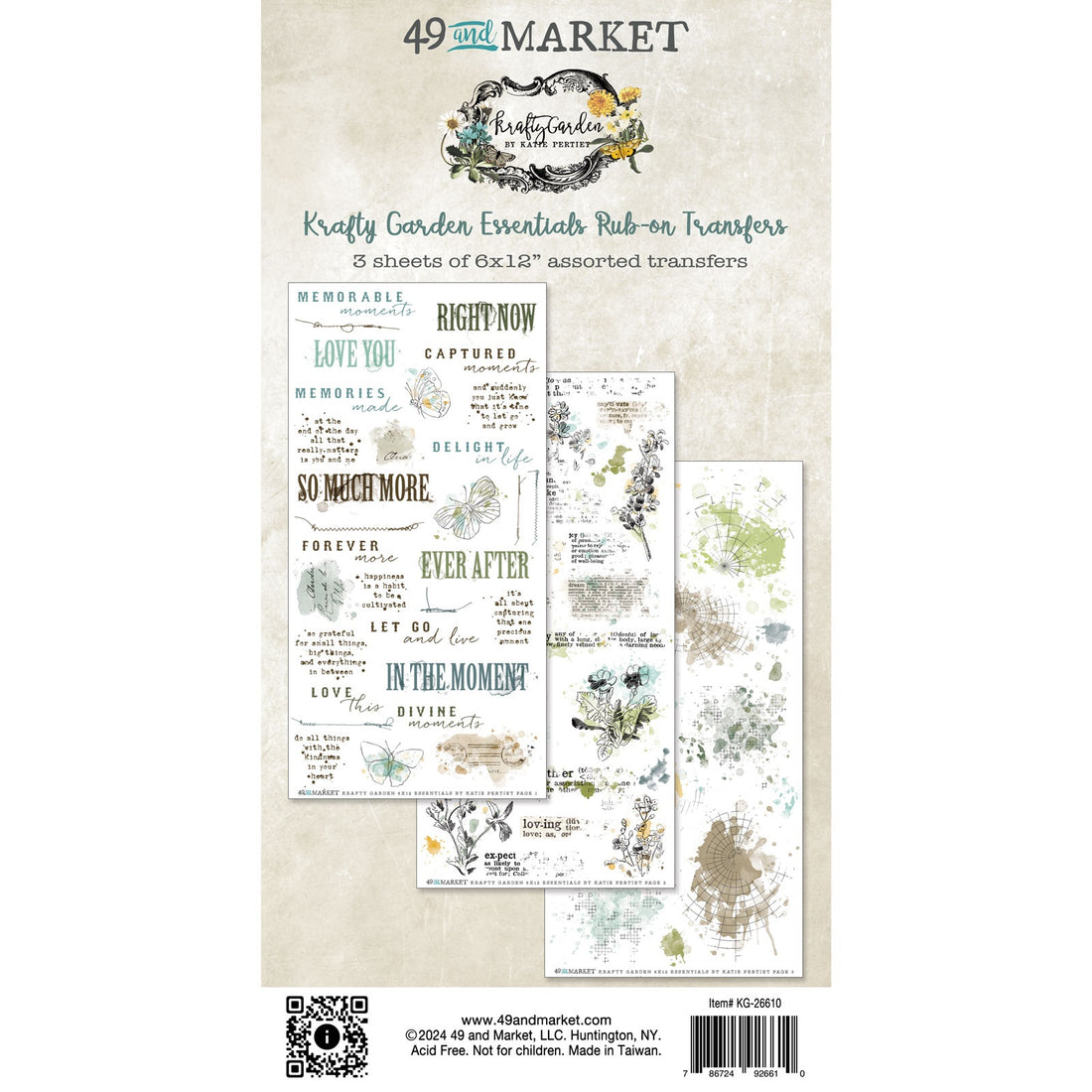 49 and Market KRAFTY GARDEN Essential Rub-On Transfers