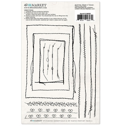 49 and Market Vintage Bits STITCHING ESSENTIALS 02 Rub-On Transfers