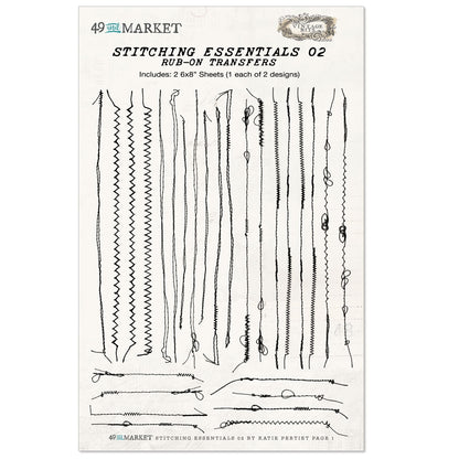 49 and Market Vintage Bits STITCHING ESSENTIALS 02 Rub-On Transfers