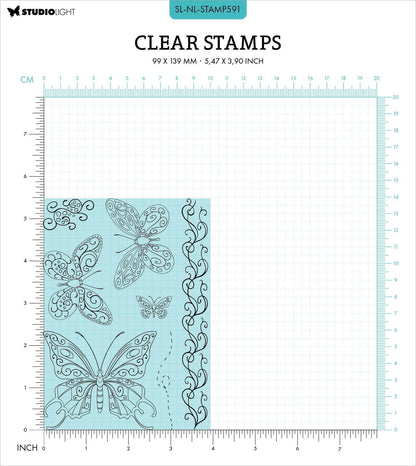 Studio Light NATURE LOVER BUTTERFLY SWIRLS Clear Stamp &amp; Die Set