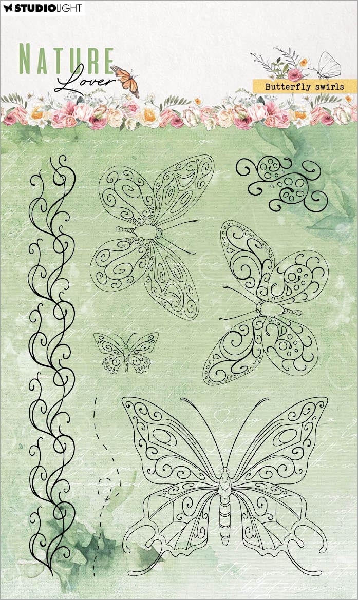 Studio Light NATURE LOVER BUTTERFLY SWIRLS Clear Stamp &amp; Die Set