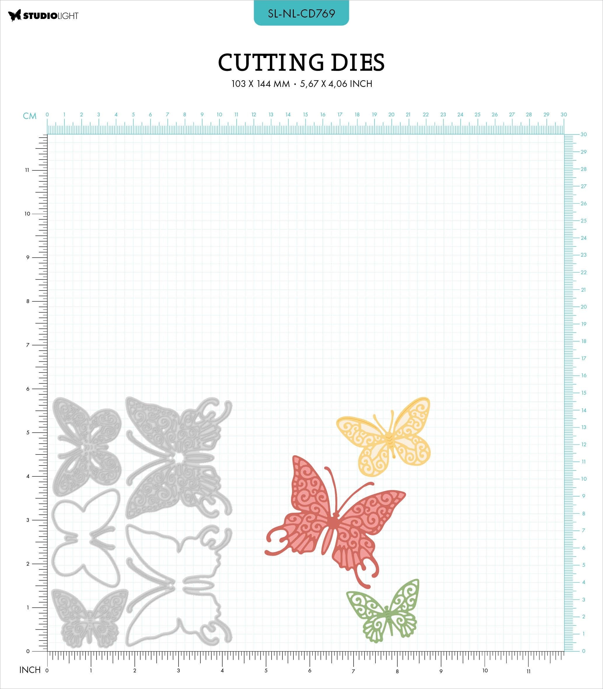 Studio Light NATURE LOVER BUTTERFLY SWIRLS Clear Stamp &amp; Die Set