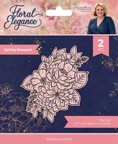 Crafters Companion Floral Elegance Signature Collection Stamp and Die SPRING BOUQUET 2pc