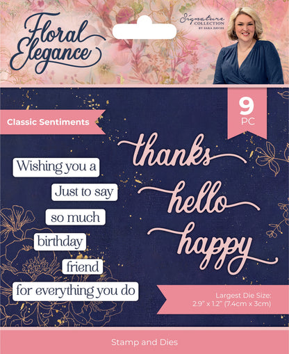Crafters Companion Floral Elegance Signature Collection STAMP AND DIES 9pc