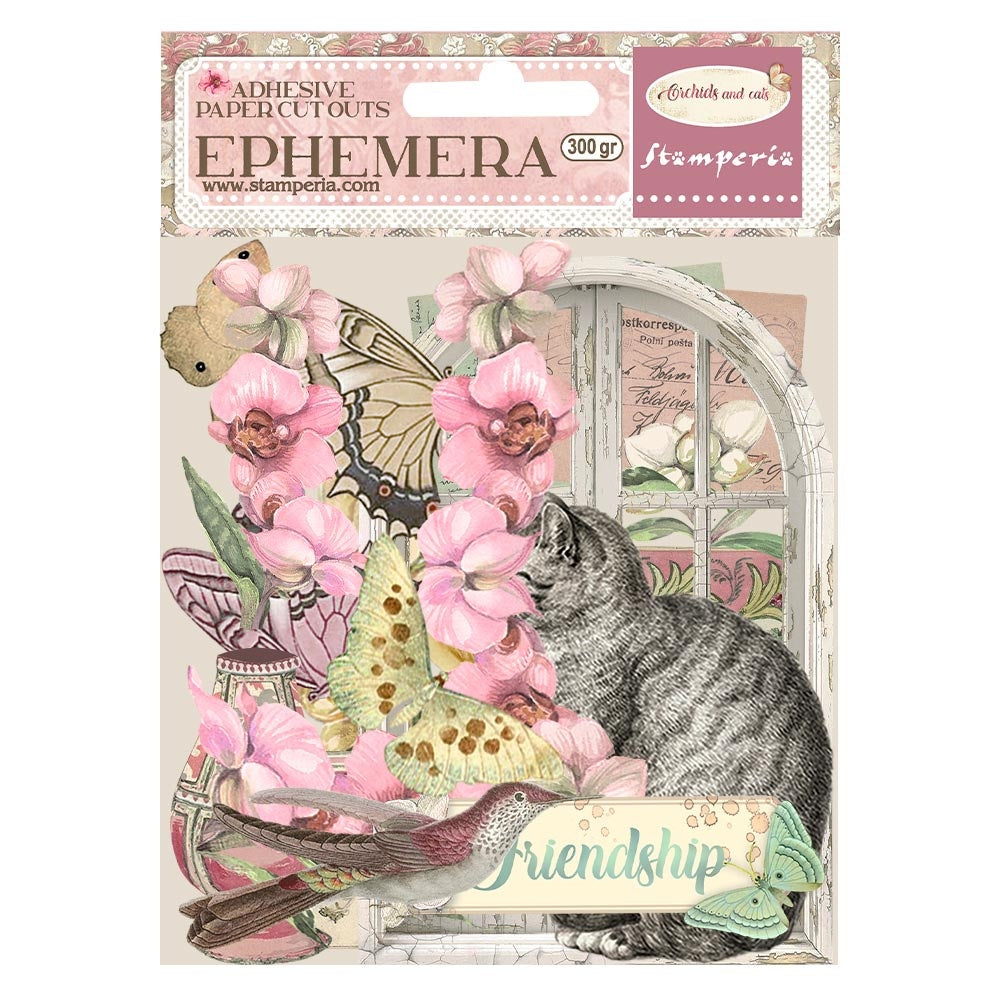 Stamperia ORCHIDS AND CATS Adhesive Ephemera Cutouts
