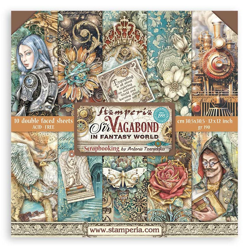 Stamperia SIR VAGABOND IN FANTASY WORLD KIT SBBL148 12&quot;X12&quot; Scrapbook Paper