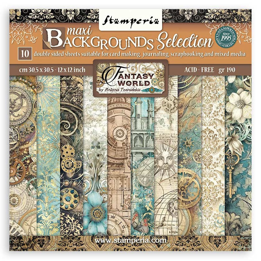 Stamperia SIR VAGABOND IN FANTASY WORLD BACKGROUNDS SBBL149 12"X12" Scrapbook Paper