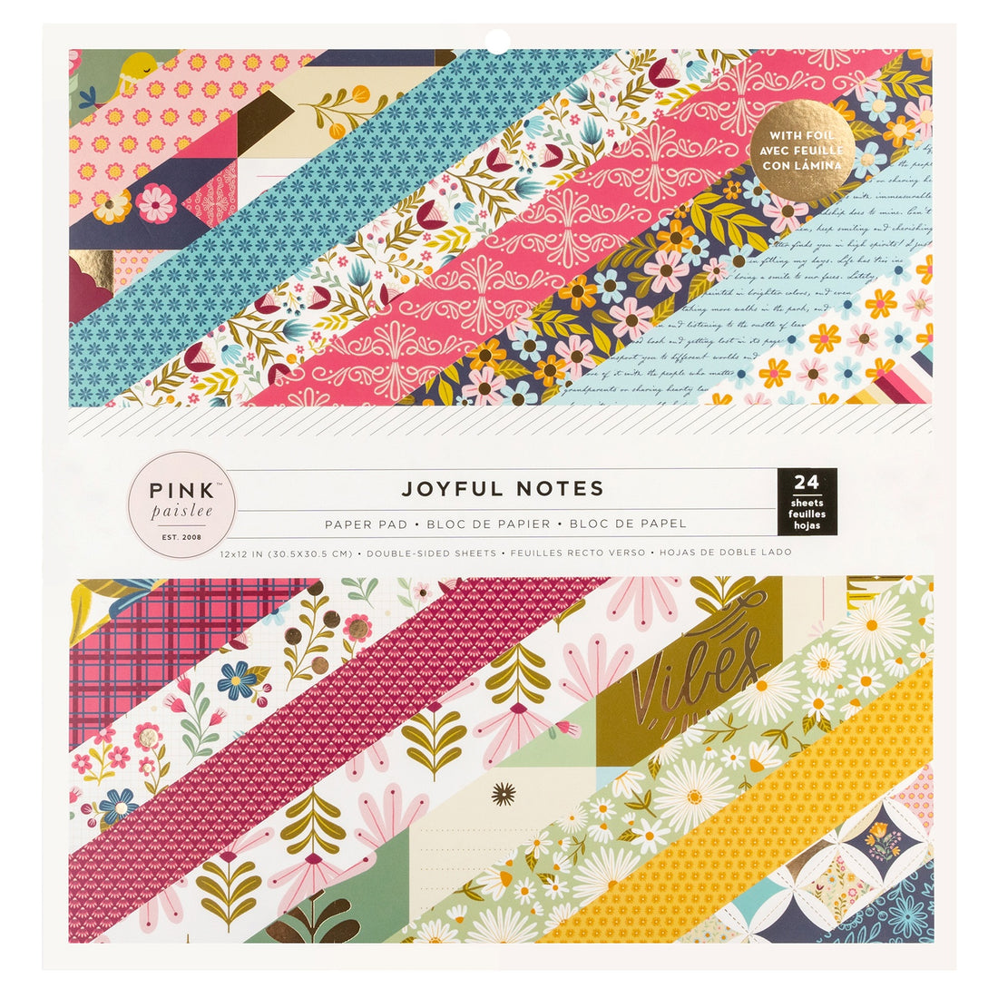 Pink Paislee JOYFUL NOTES 12"X12" Paper Pad 24pc