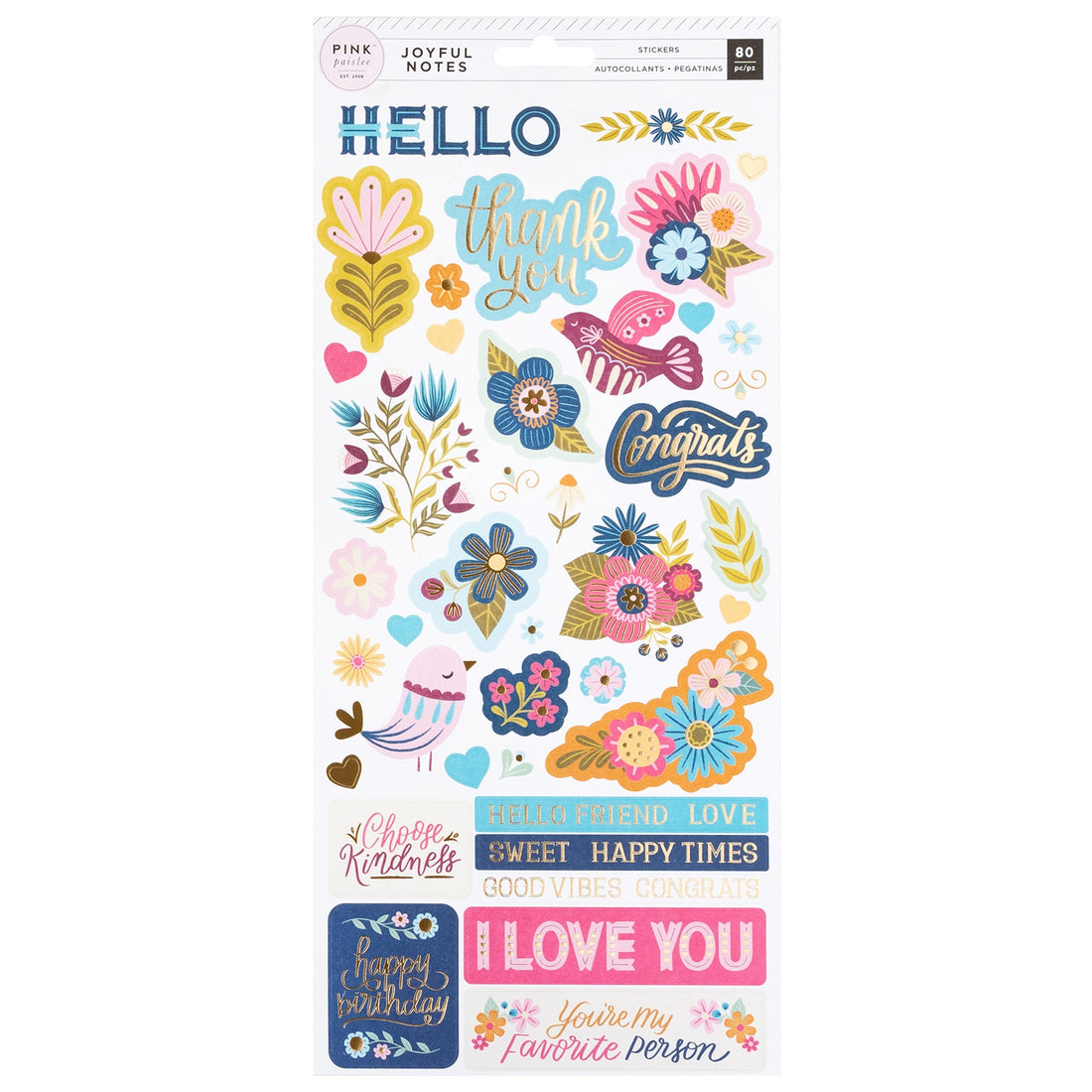 Pink Paislee JOYFUL NOTES Stickers 80pc