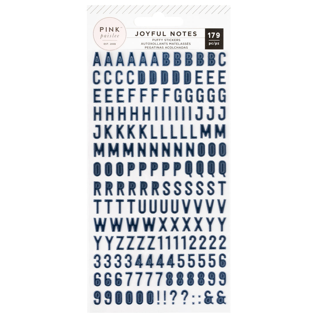 Pink Paislee JOYFUL NOTES Puffy Letter Stickers 179pc