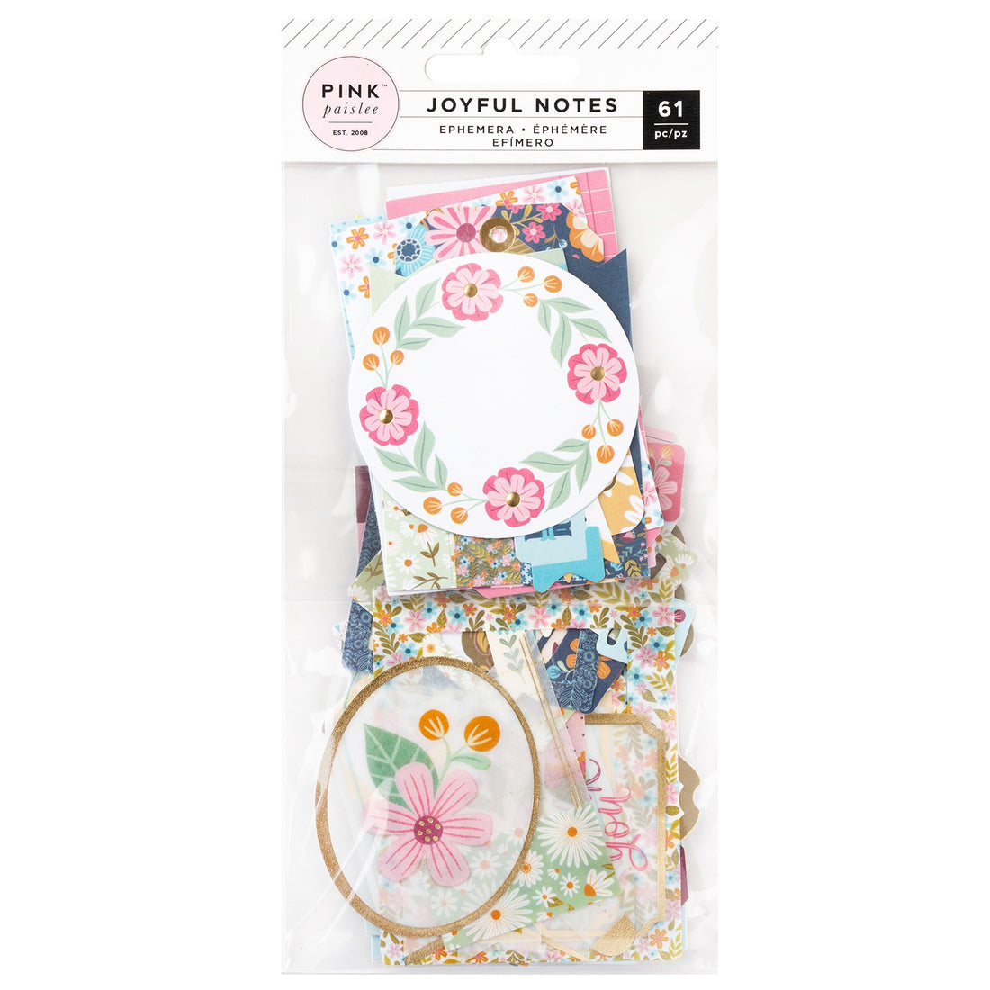 Pink Paislee JOYFUL NOTES TAGS Ephemera 61pc