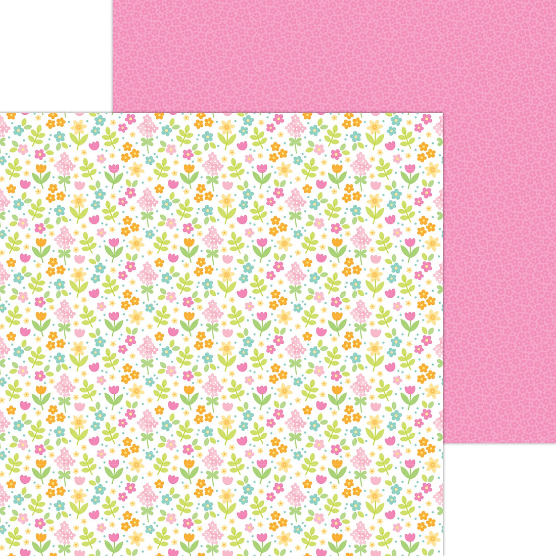 Doodlebug Bunny Hop MAY FLOWERS 12x12 Scrapbook Paper