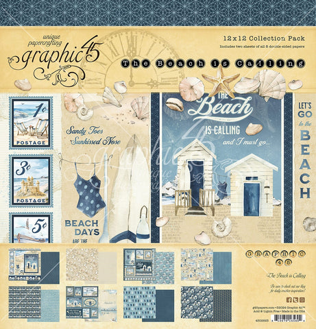 Graphic 45 BEACH IS CALLING 12X12 Scrapbook Collection Pack