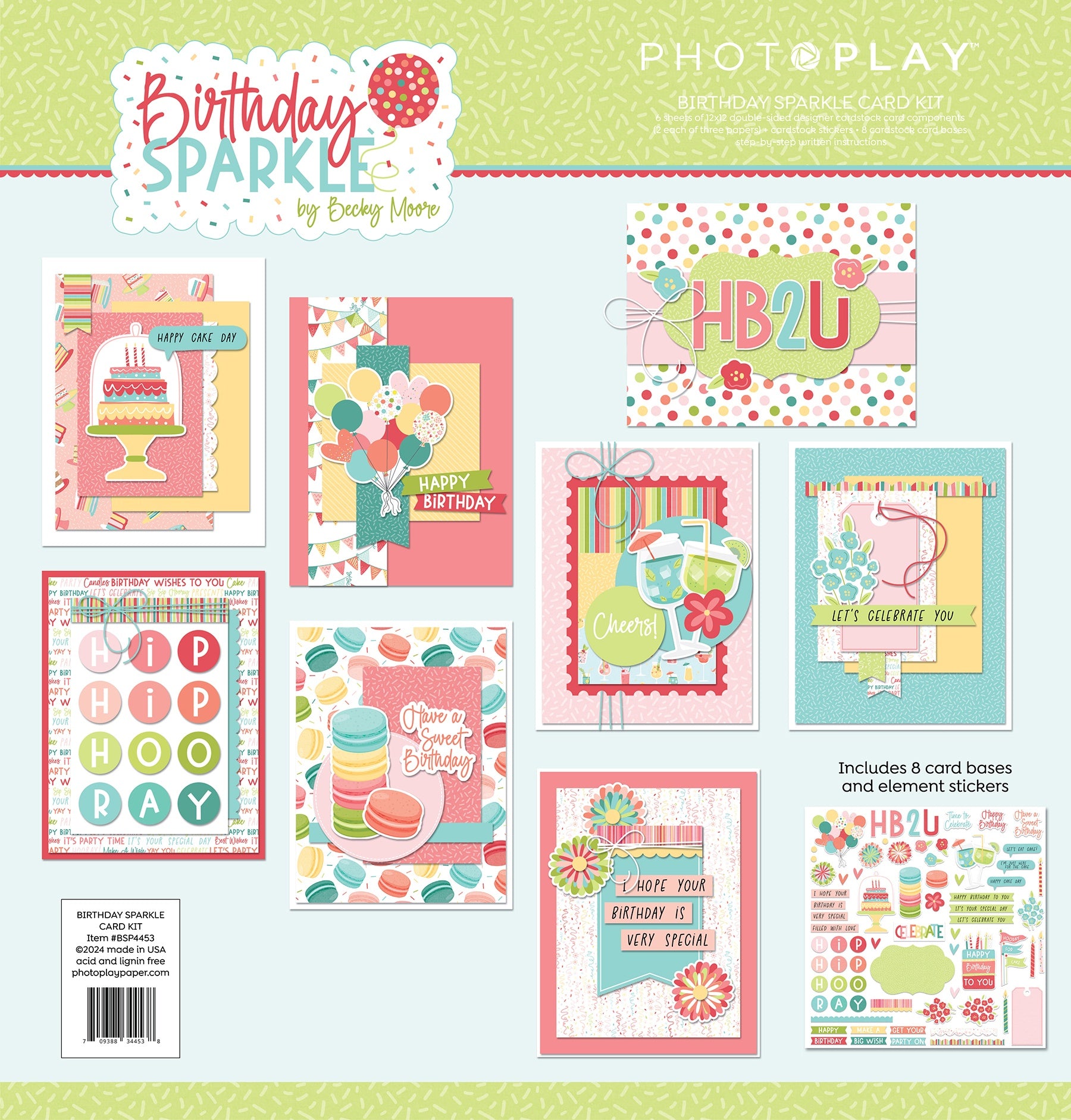 PhotoPlay BIRTHDAY SPARKLE 8pc CARD KIT