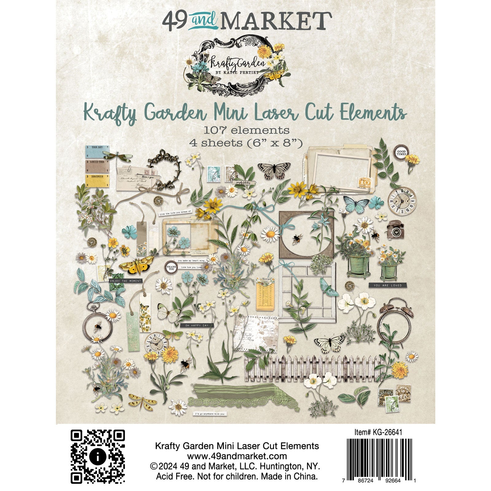 49 and Market Krafty Garden MINI LASER CUT ELEMENTS 107pc