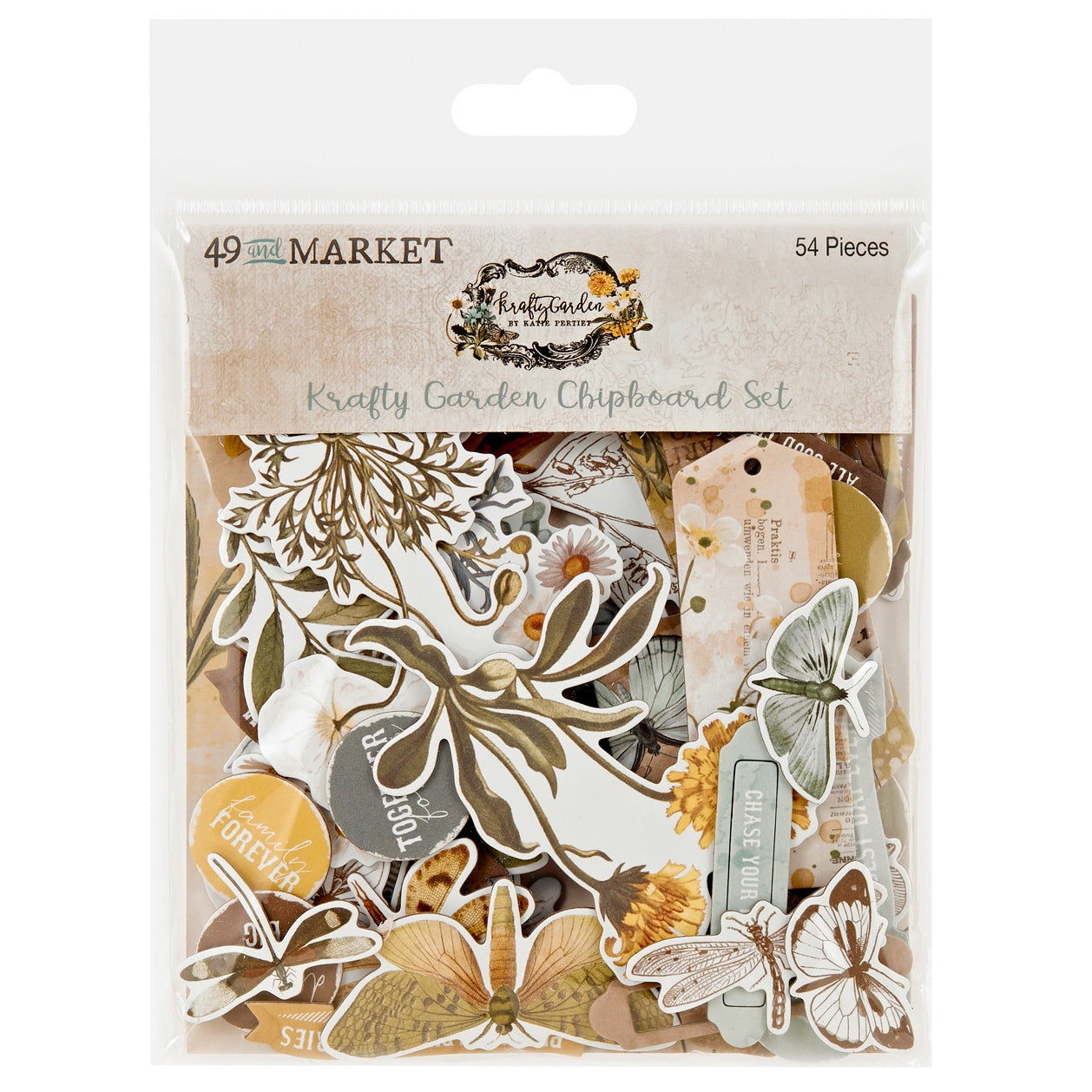 49 and Market Krafty Garden CHIPBOARD SET 54pc