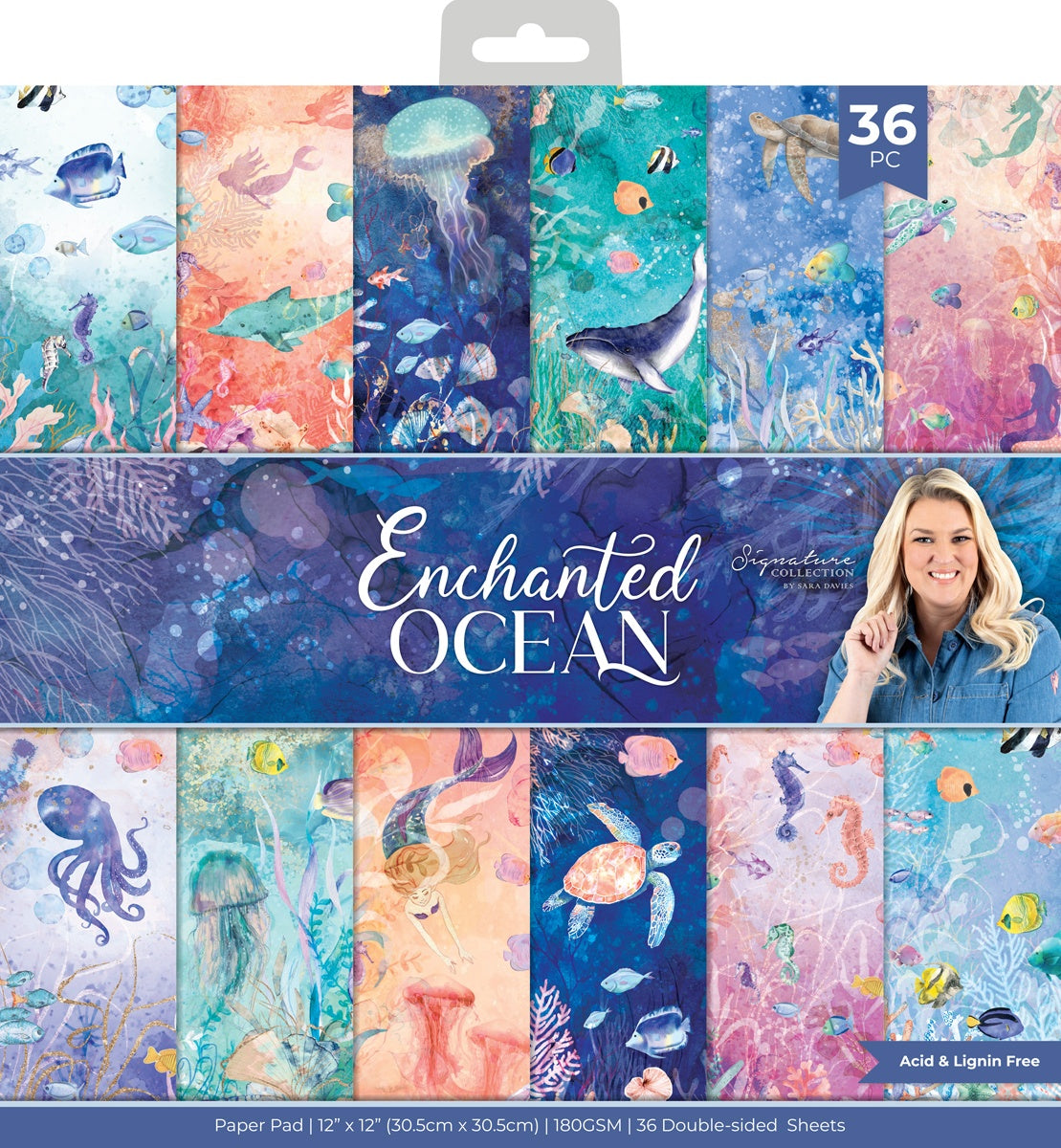 Crafters Companion ENCHANTED OCEAN Signature Collection 12X12&quot; Paper Pad 36 Sheets