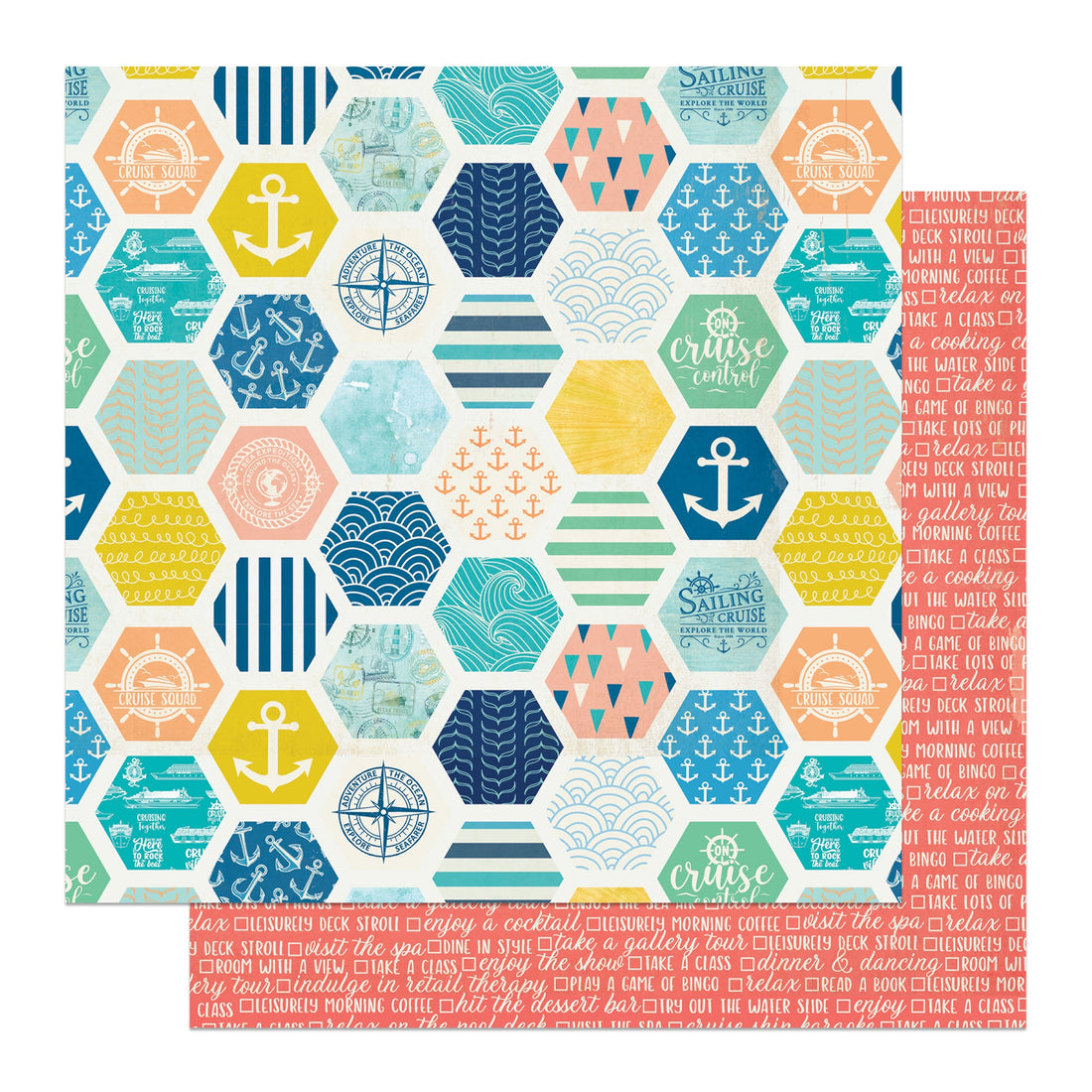 Photoplay Anchors Aweigh ON CRUISE CONTROL 12”X12” Scrapbook Paper