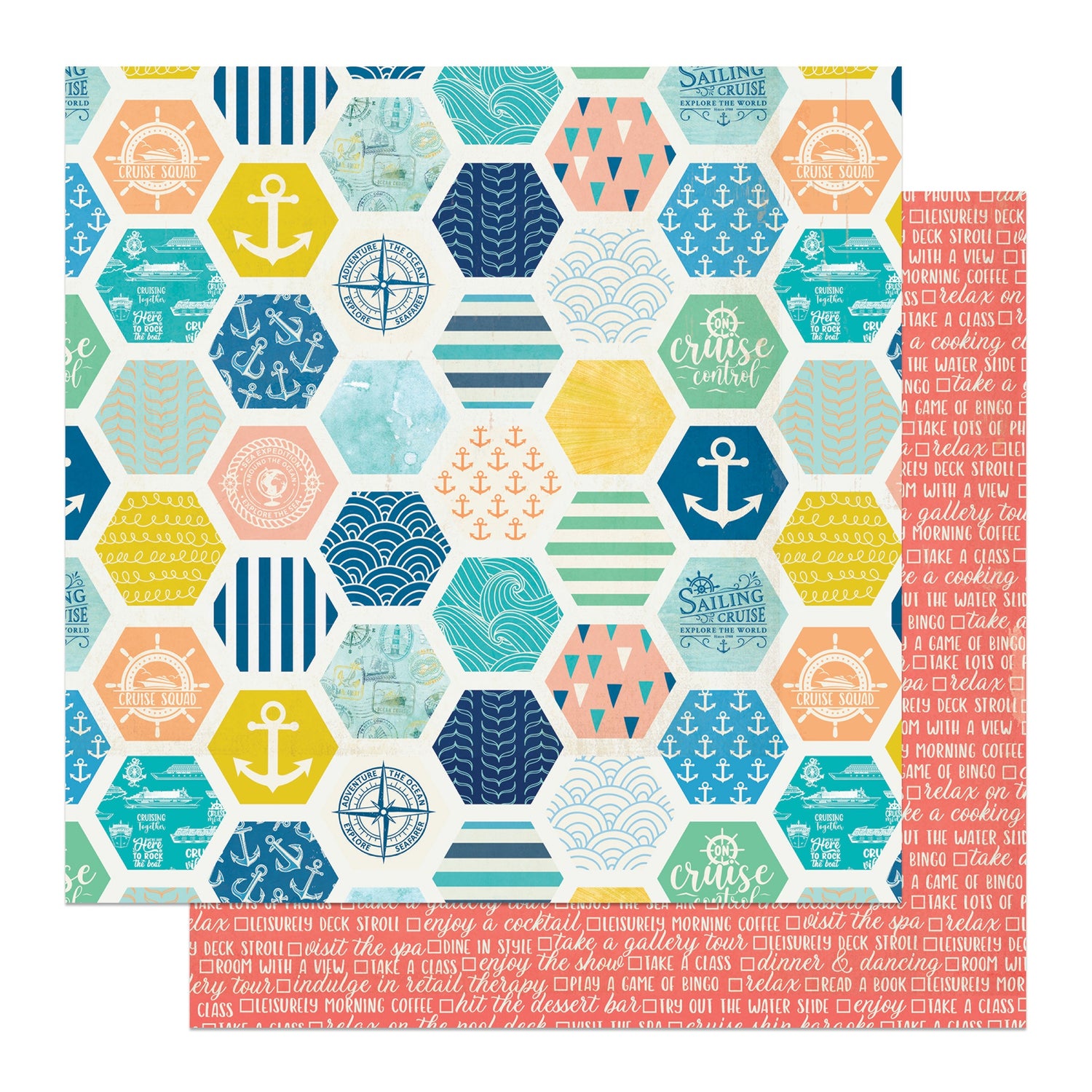 Photoplay Anchors Aweigh ON CRUISE CONTROL 12”X12” Scrapbook Paper