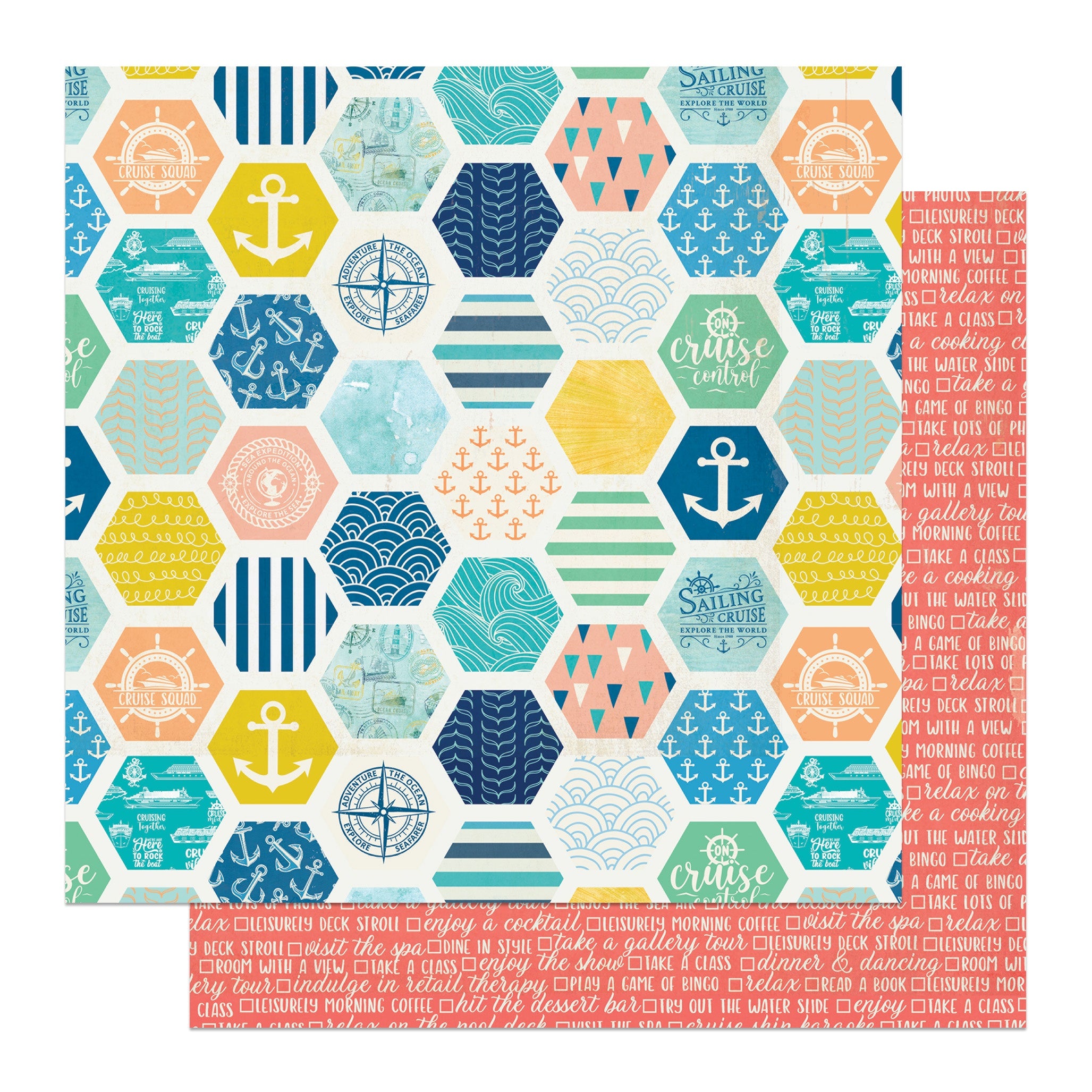 Photoplay Anchors Aweigh ON CRUISE CONTROL 12”X12” Scrapbook Paper