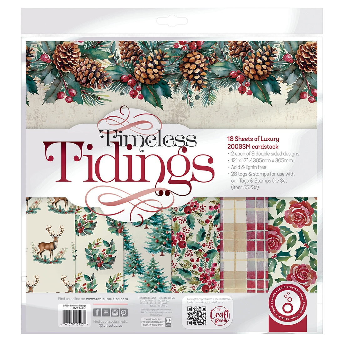 Tonic Studios TIMELESS TIDINGS 12”X12” Scrapbook Paper Pad
