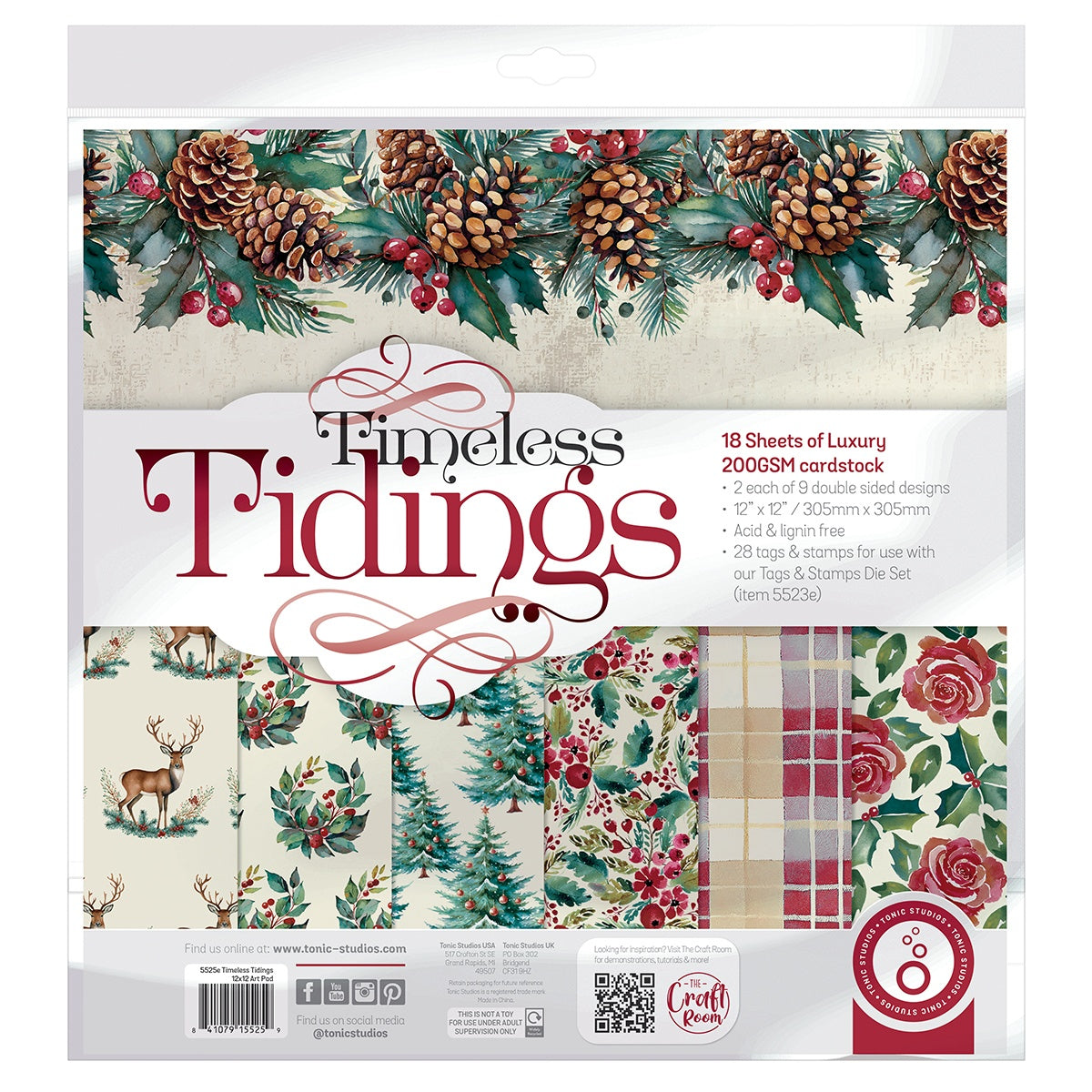 Tonic Studios TIMELESS TIDINGS 12”X12” Scrapbook Paper Pad