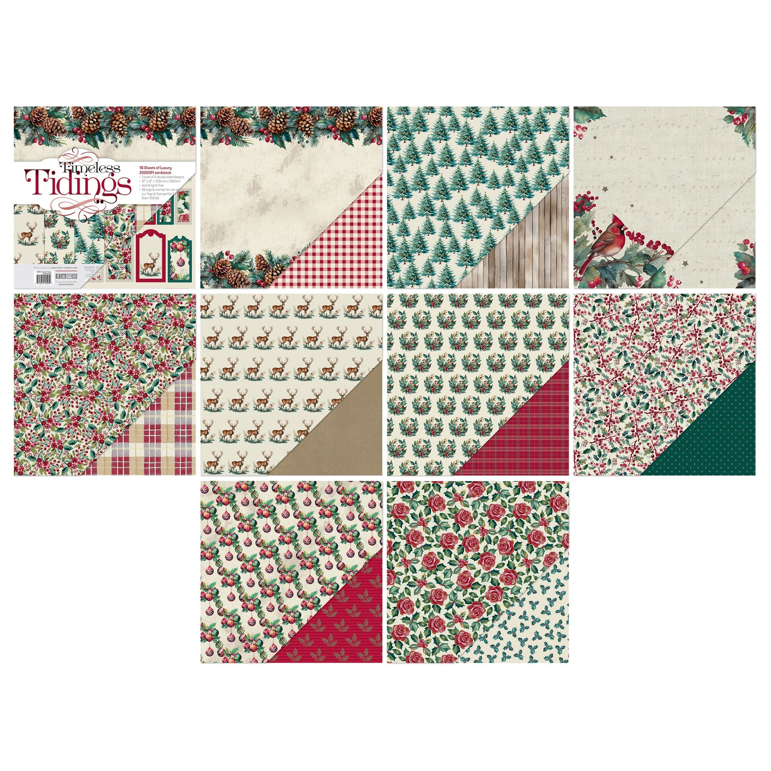 Tonic Studios TIMELESS TIDINGS 12”X12” Scrapbook Paper Pad
