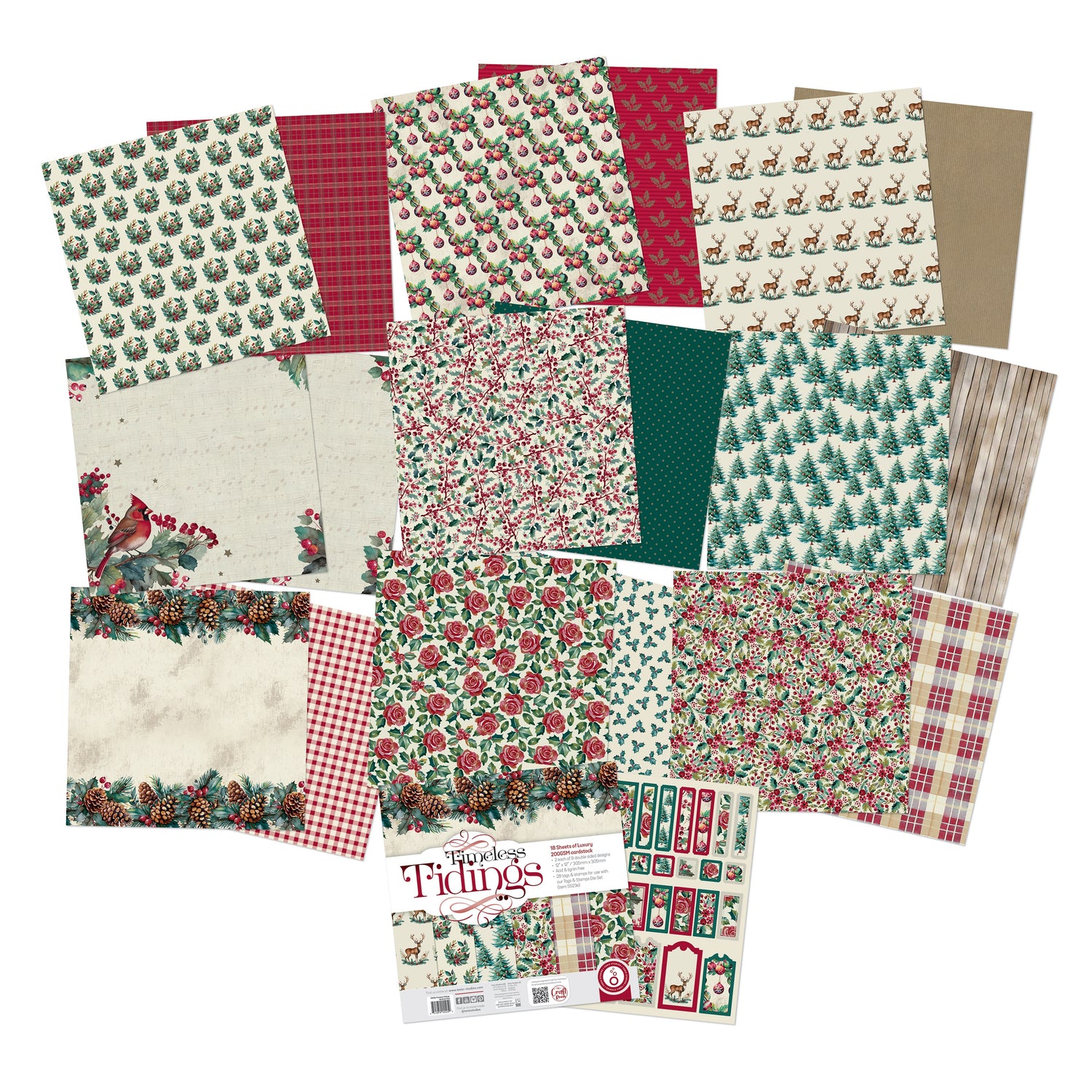 Tonic Studios TIMELESS TIDINGS 12”X12” Scrapbook Paper Pad