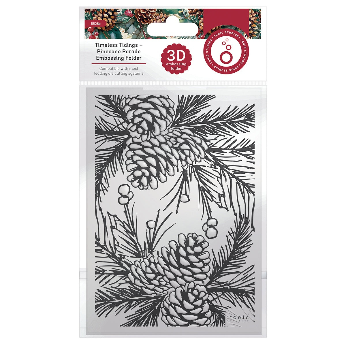 Tonic Studios Timeless Tidings PINECONE PARADE 3D Embossing Folder