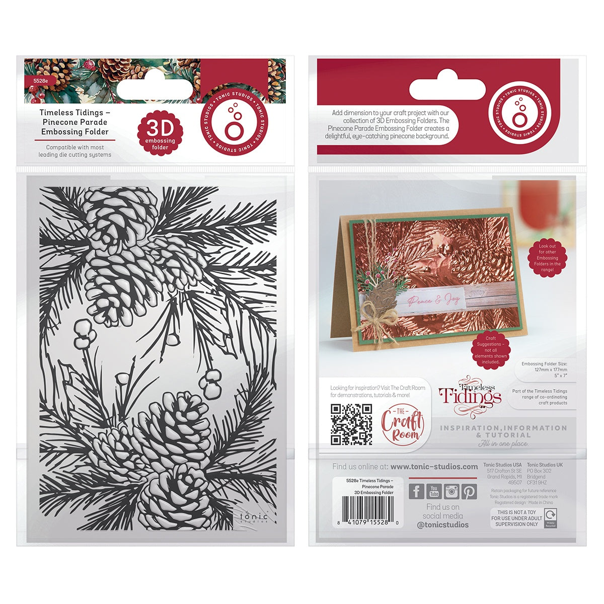 Tonic Studios Timeless Tidings PINECONE PARADE 3D Embossing Folder