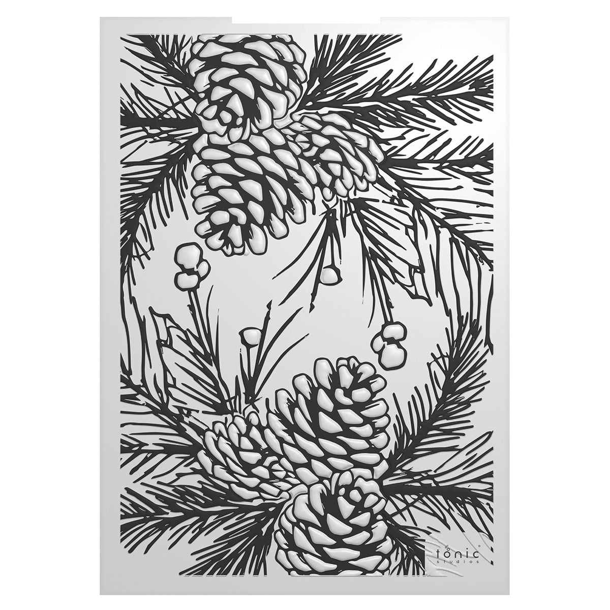 Tonic Studios Timeless Tidings PINECONE PARADE 3D Embossing Folder