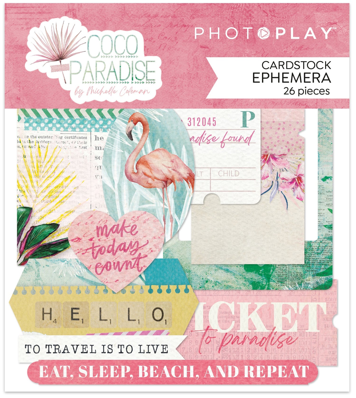 Photoplay COCO PARADISE Cardstock Ephemera 26pc