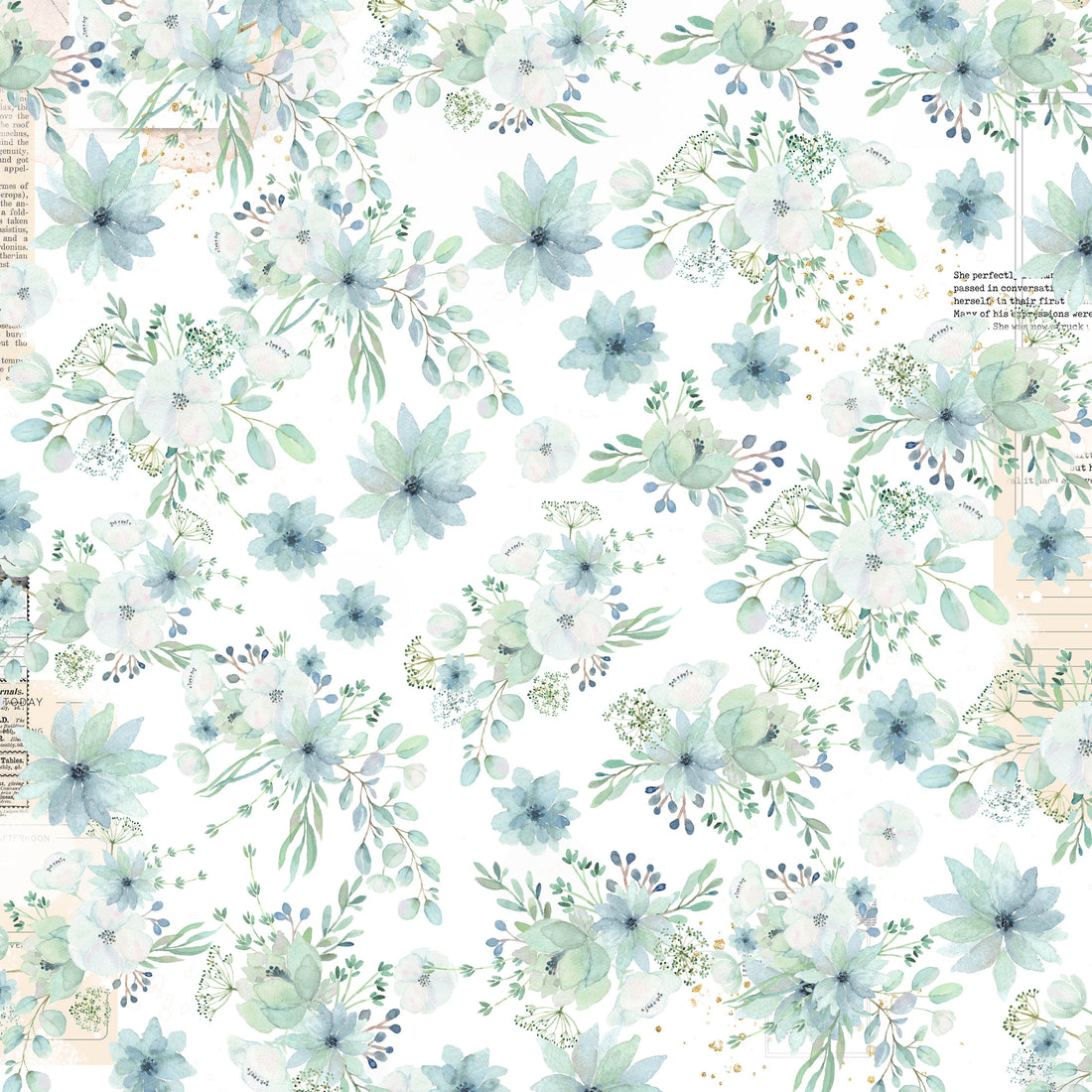 Asuka Studio Floral Whispers Collection MYSTIC 12X12 Scrapbook Paper