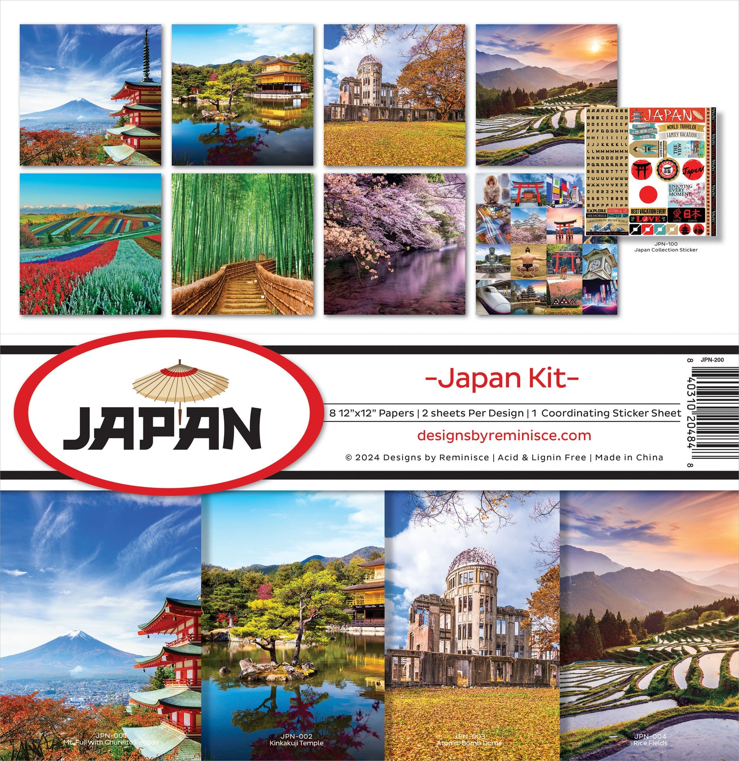 Reminisce JAPAN 12&quot;X12&quot; Scrapbook Kit 9pc