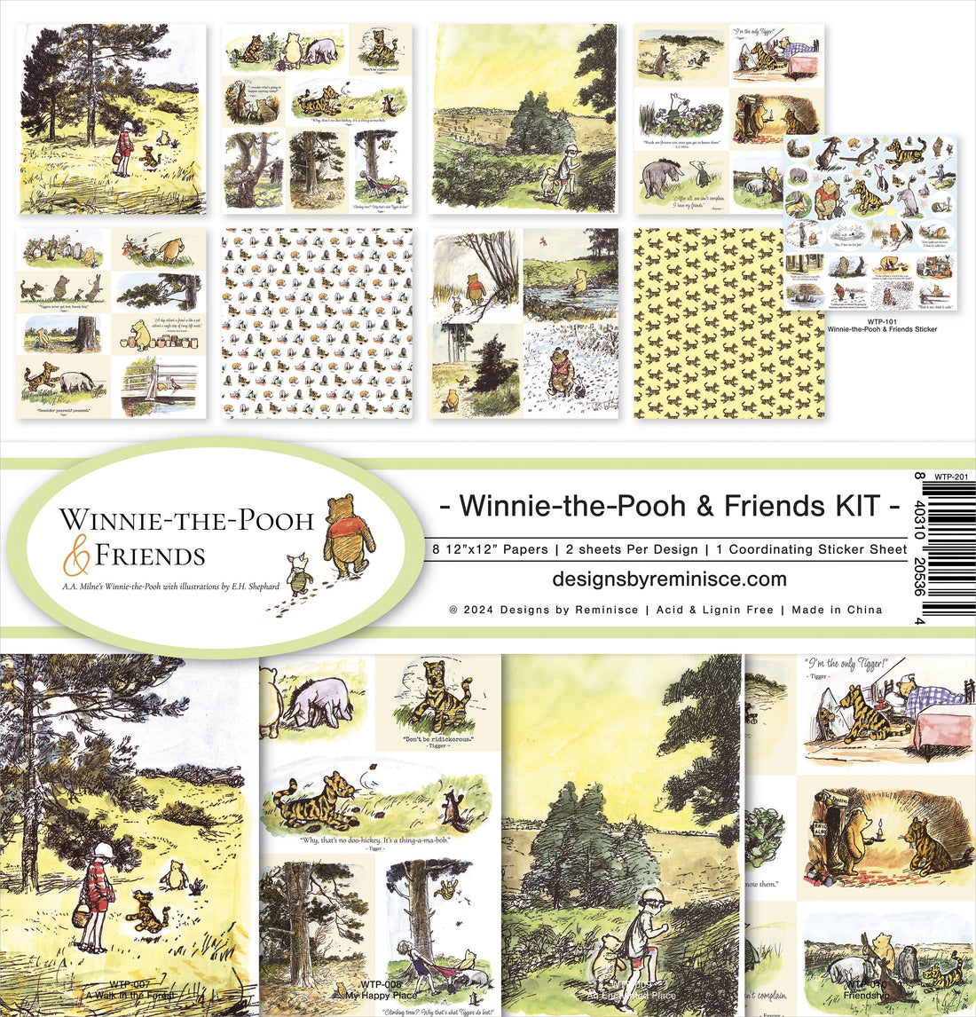 Reminisce WINNIE THE POOH FRIENDS 12&quot;X12&quot; Scrapbook Kit 9pc