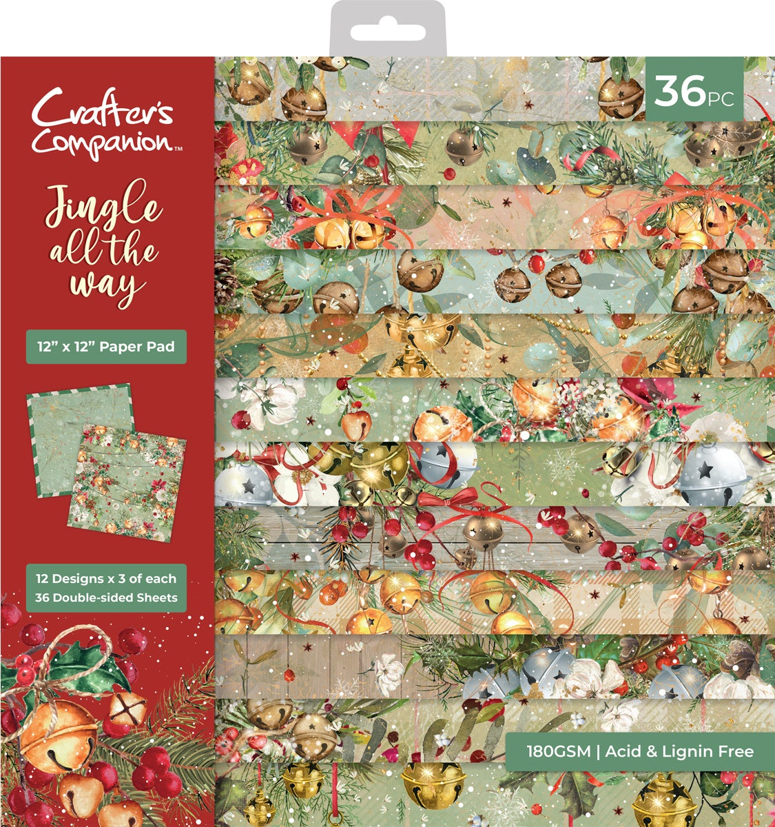 Crafter’s Companion JINGLE ALL THE WAY 12&quot;X12&quot; Paper Pad