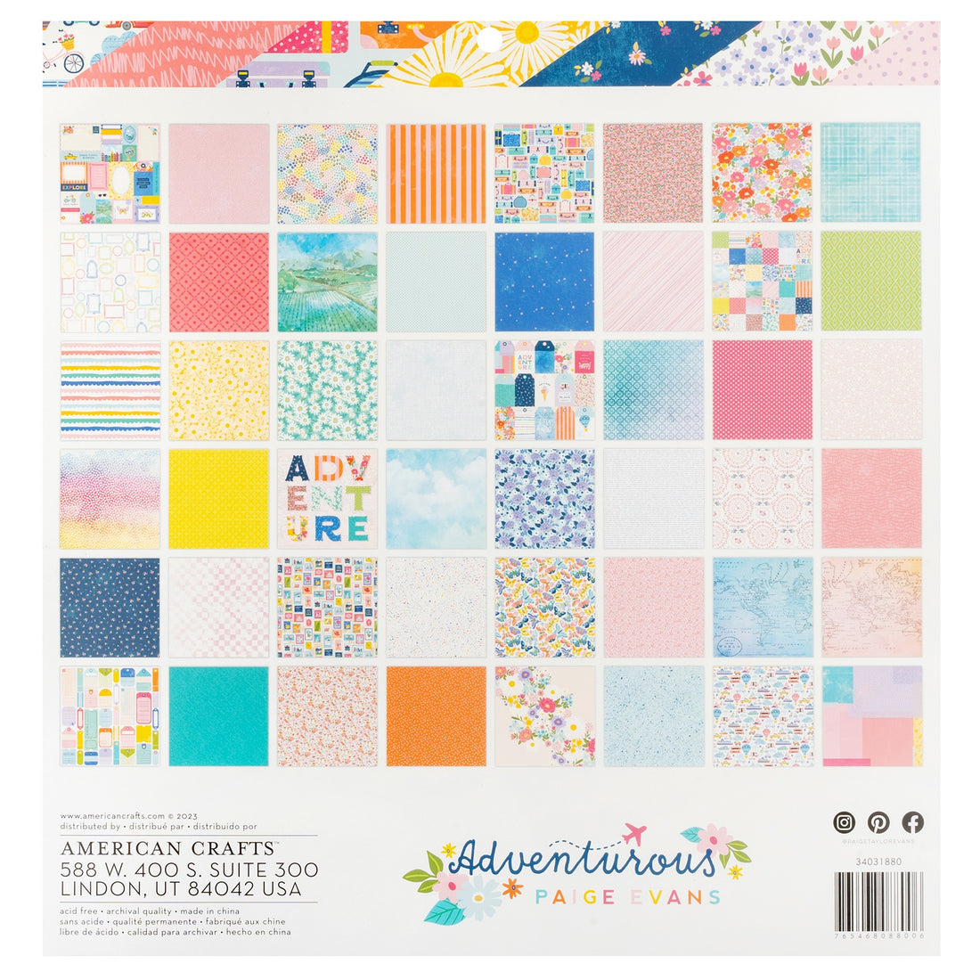 Paige Evans ADVENTUROUS PAPER PAD 12&quot;X12&quot; 48pc