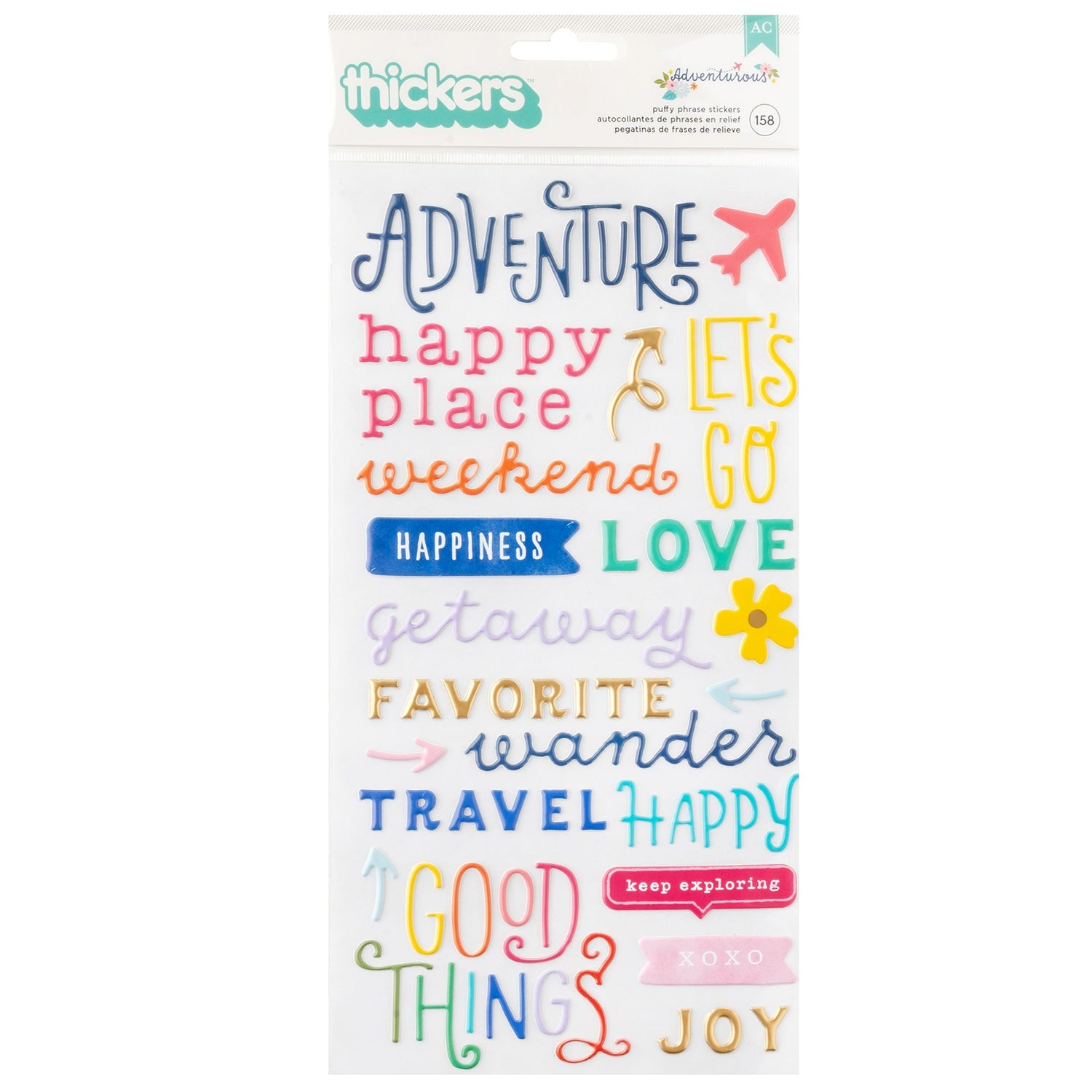 AC Paige Evans Thickers ADVENTUROUS PUFFY PHRASE STICKERS